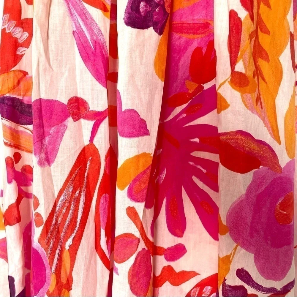 New ZARA Long Multicolored Print Midi Dress
